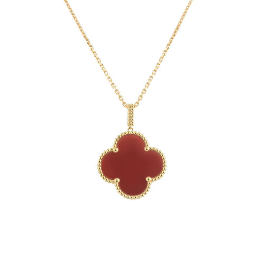 [✨ROSE✨]CLOVER 25MM NECKLACE GOLD CARNELIAN