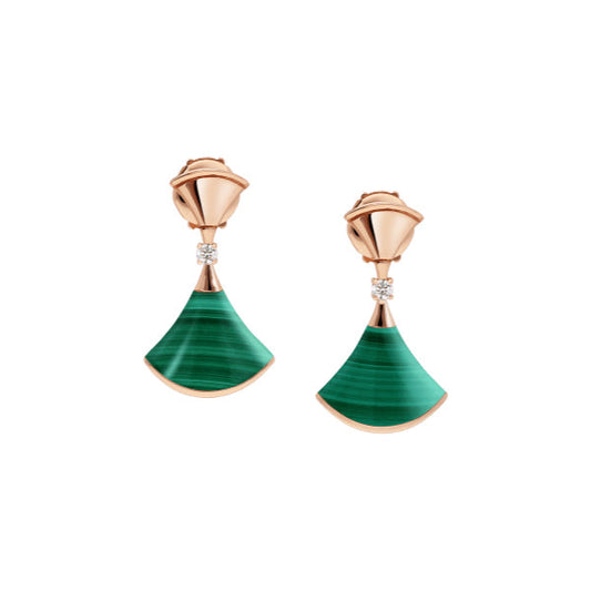 [✨ROSE✨]DREAM MALACHITE PINK GOLD EARRINGS