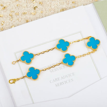 [✨ROSE✨]CLOVER 5 MOTIFS TURQUOISE BRACELET