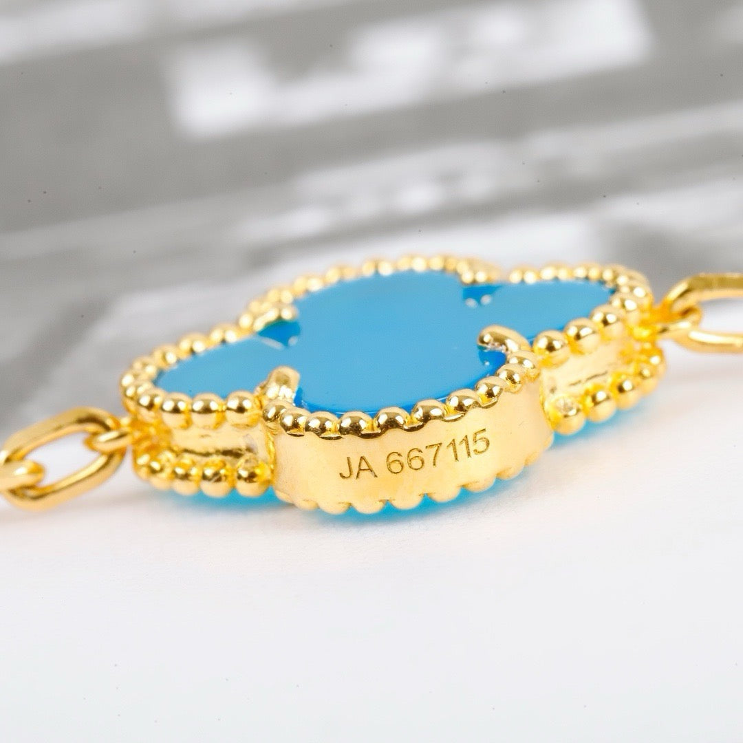 [✨ROSE✨]CLOVER 5 MOTIFS TURQUOISE BRACELET