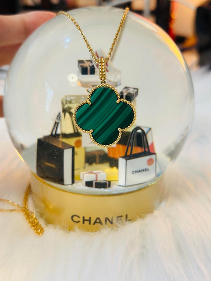 [✨Rose✨] CLOVER 25MM NECKLACE MALACHITE GOLD