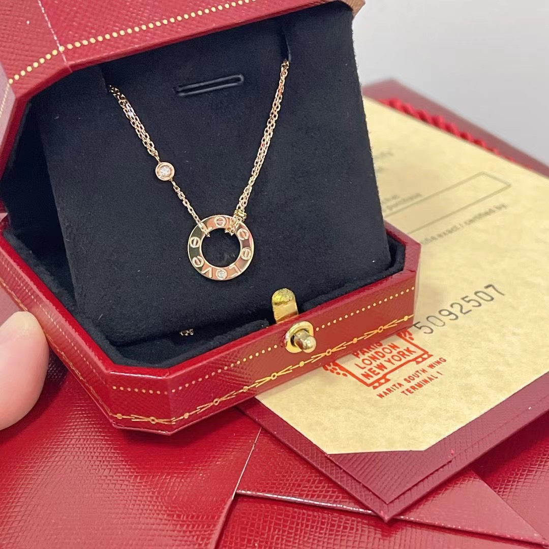 [✨ROSE✨]LOVE NECKLACE 16MM 2 DIAMONDS