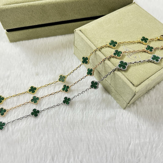 [✨ROSE✨]CLOVER 6 MOTIF MALACHITE BRACELET