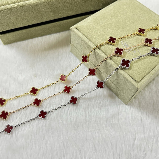 [✨ROSE✨]CLOVER 6 MOTIF RED AGATE BRACELET