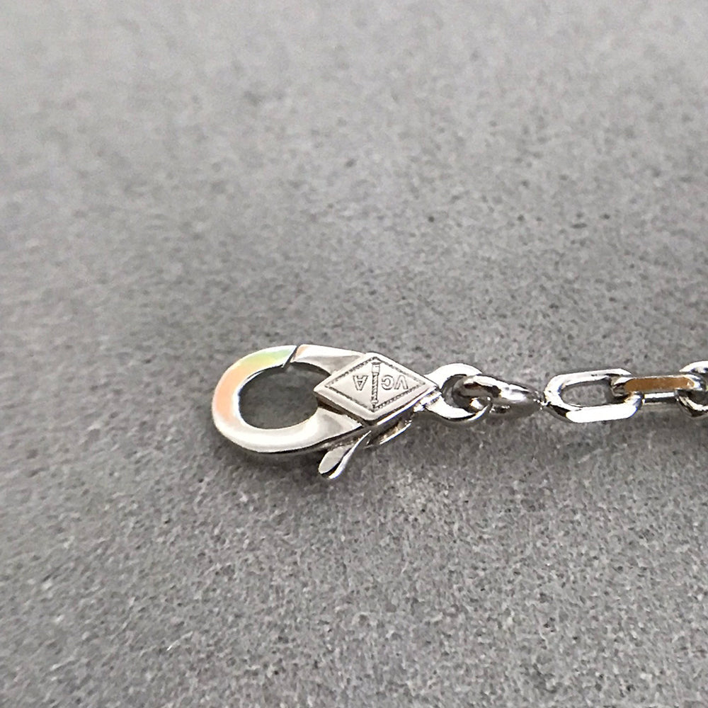 [✨ROSE✨]CLOVER 5 MOTIF ONYXS DIAMOND BRACELET SILVER
