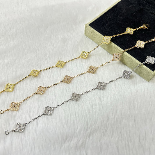 [✨ROSE✨]CLOVER 6 MOTIF DIAMOND BRACELET