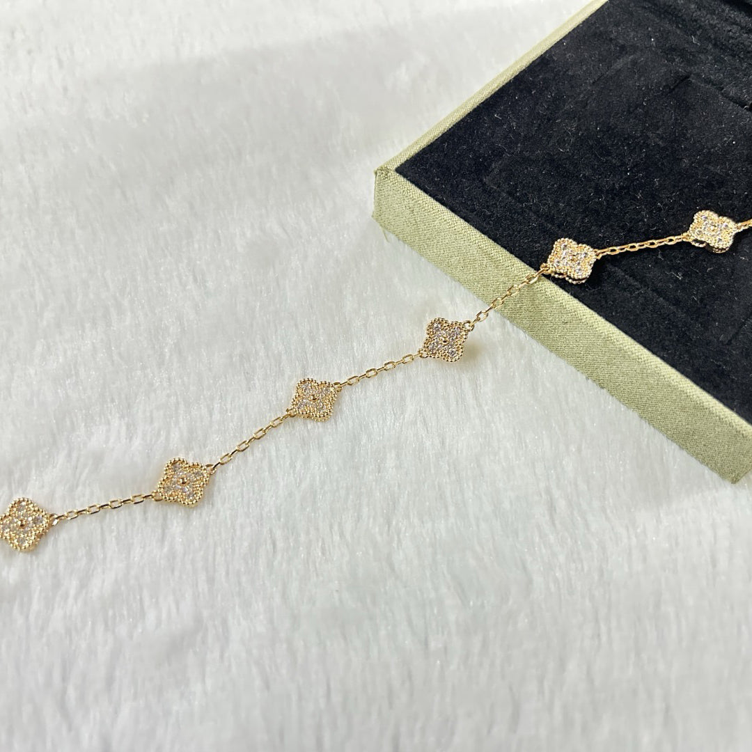 [✨ROSE✨]CLOVER 6 MOTIF DIAMOND BRACELET