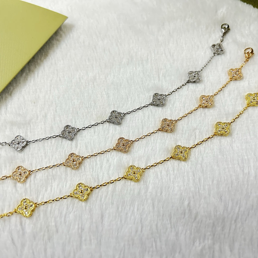 [✨ROSE✨]CLOVER 6 MOTIF DIAMOND BRACELET