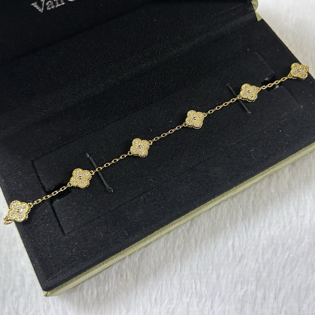 [✨ROSE✨]CLOVER 6 MOTIF DIAMOND BRACELET