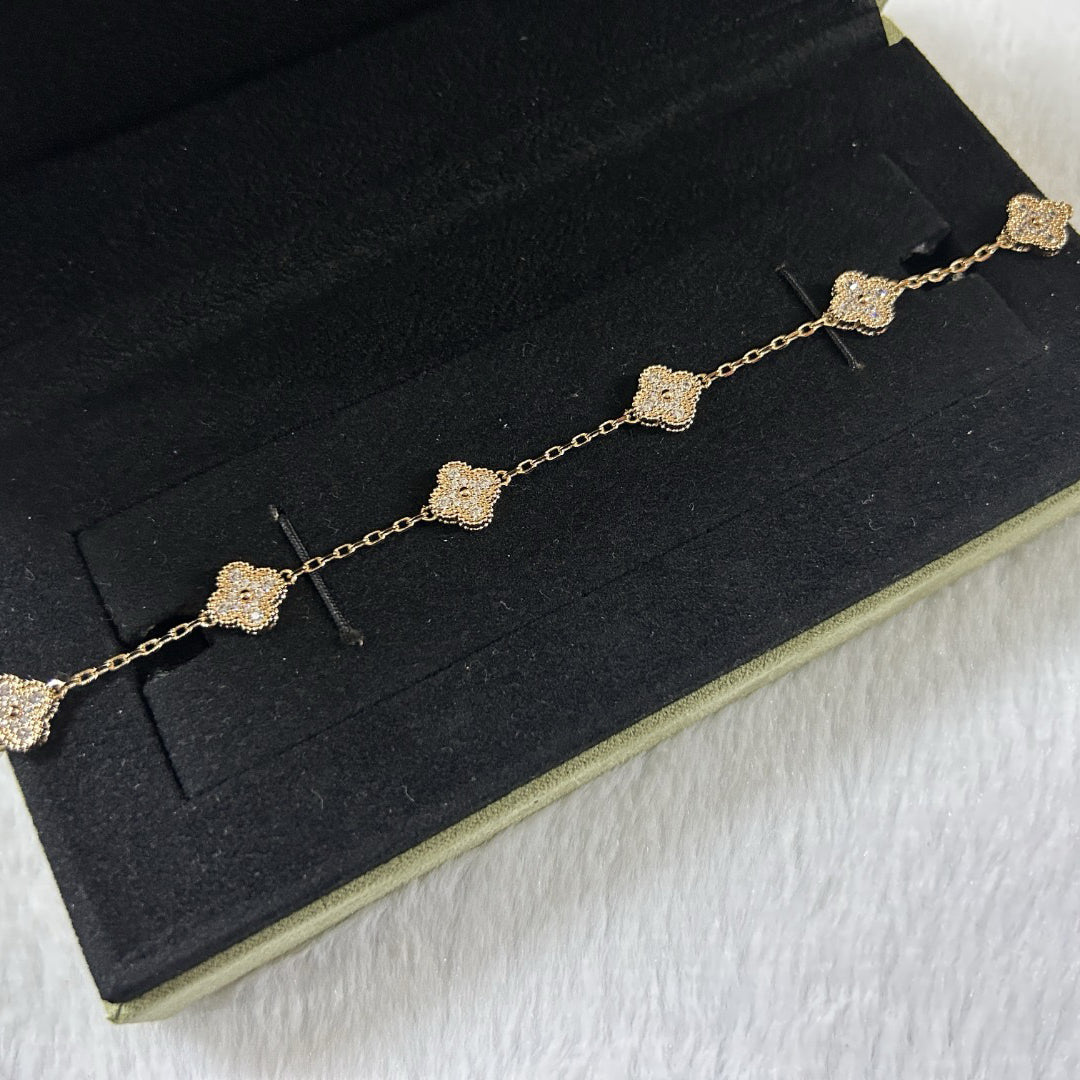 [✨ROSE✨]CLOVER 6 MOTIF DIAMOND BRACELET