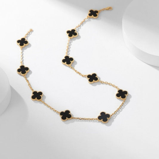 [✨ROSE✨]CLOVER 10 MOTIFS ONYX NECKLACE