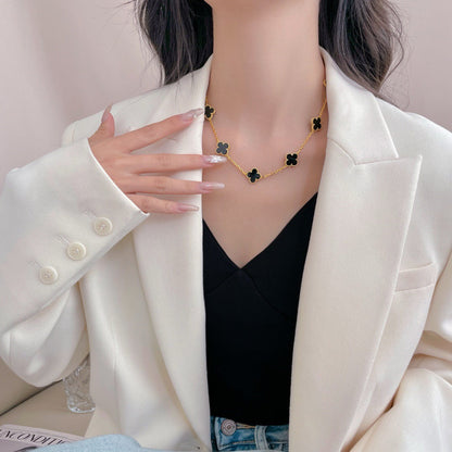 [✨ROSE✨]CLOVER 10 MOTIFS ONYX NECKLACE