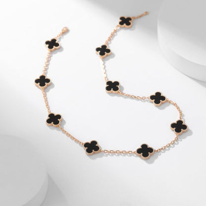 [✨ROSE✨]CLOVER 10 MOTIFS ONYX NECKLACE