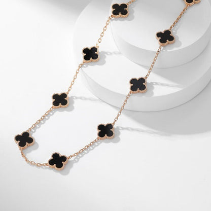 [✨ROSE✨]CLOVER 10 MOTIFS ONYX NECKLACE
