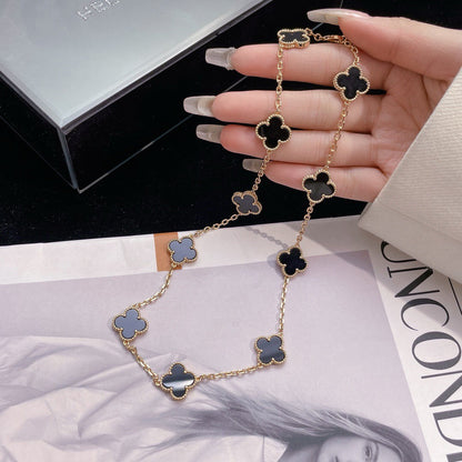 [✨ROSE✨]CLOVER 10 MOTIFS ONYX NECKLACE