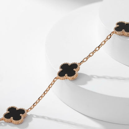 [✨ROSE✨]CLOVER 10 MOTIFS ONYX NECKLACE