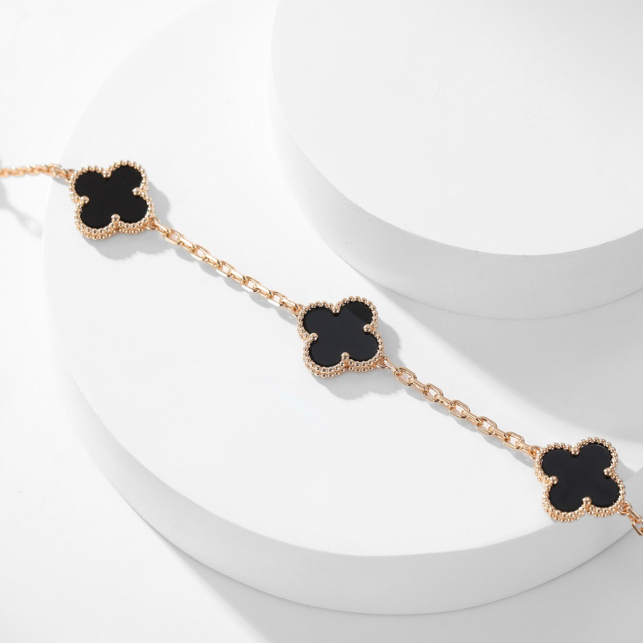 [✨ROSE✨]CLOVER 10 MOTIFS ONYX NECKLACE