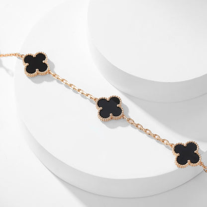 [✨ROSE✨]CLOVER 10 MOTIFS ONYX NECKLACE