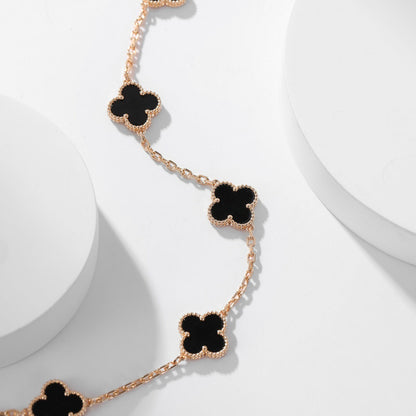 [✨ROSE✨]CLOVER 10 MOTIFS ONYX NECKLACE