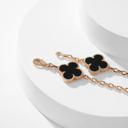 [✨ROSE✨]CLOVER 10 MOTIFS ONYX NECKLACE