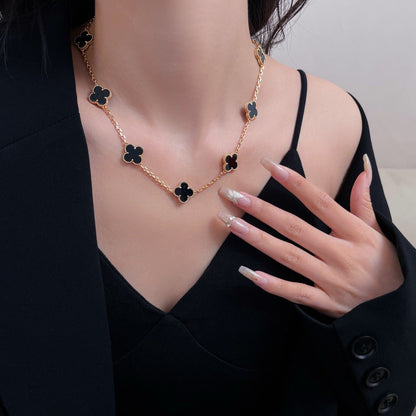 [✨ROSE✨]CLOVER 10 MOTIFS ONYX NECKLACE