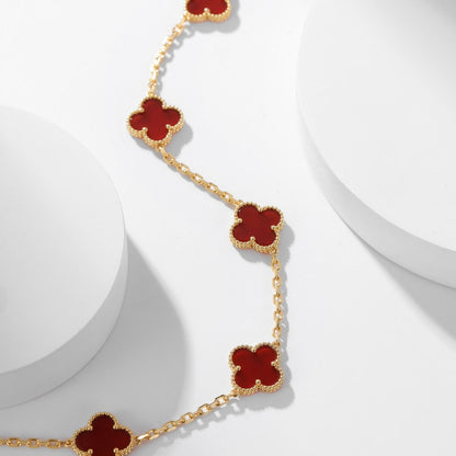 [✨ROSE✨]CLOVER 10 MOTIFS CARNELIAN NECKLACE