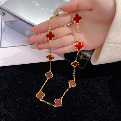 [✨ROSE✨]CLOVER 10 MOTIFS CARNELIAN NECKLACE