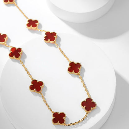 [✨ROSE✨]CLOVER 10 MOTIFS CARNELIAN NECKLACE