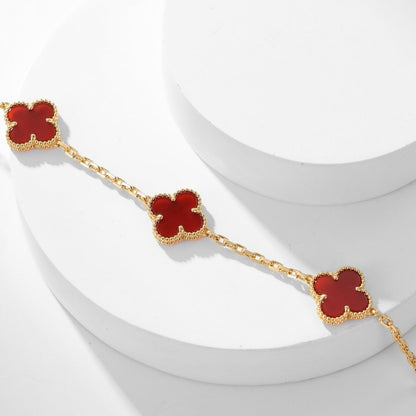[✨ROSE✨]CLOVER 10 MOTIFS CARNELIAN NECKLACE