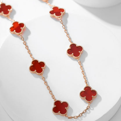 [✨ROSE✨]CLOVER 10 MOTIFS CARNELIAN NECKLACE