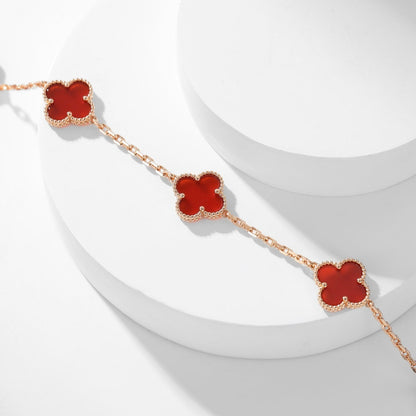 [✨ROSE✨]CLOVER 10 MOTIFS CARNELIAN NECKLACE