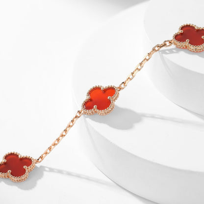 [✨ROSE✨]CLOVER 10 MOTIFS CARNELIAN NECKLACE