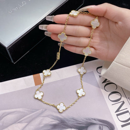 [✨ROSE✨]CLOVER 10 MOTIFS WHITE MOTHER OF PEARL NECKLACE