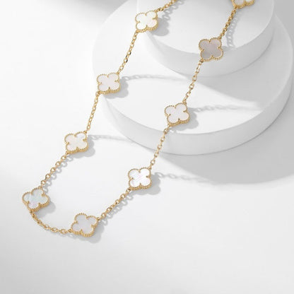 [✨ROSE✨]CLOVER 10 MOTIFS WHITE MOTHER OF PEARL NECKLACE