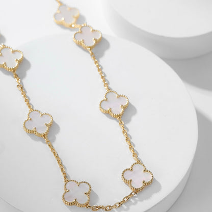 [✨ROSE✨]CLOVER 10 MOTIFS WHITE MOTHER OF PEARL NECKLACE