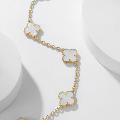 [✨ROSE✨]CLOVER 10 MOTIFS WHITE MOTHER OF PEARL NECKLACE