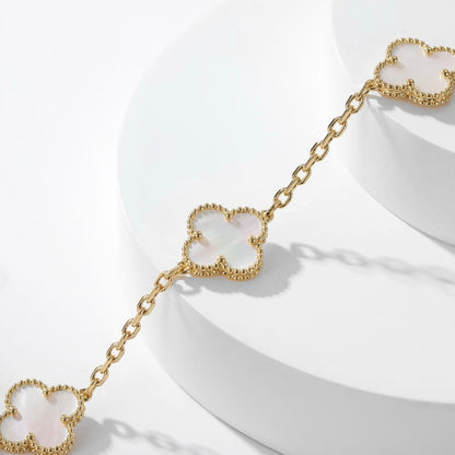 [✨ROSE✨]CLOVER 10 MOTIFS WHITE MOTHER OF PEARL NECKLACE