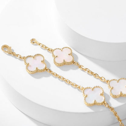[✨ROSE✨]CLOVER 10 MOTIFS WHITE MOTHER OF PEARL NECKLACE