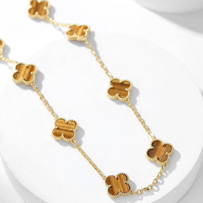 [✨ROSE✨]CLOVER 10 MOTIFS TIGER EYE NECKLACE
