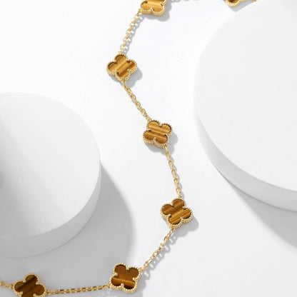 [✨ROSE✨]CLOVER 10 MOTIFS TIGER EYE NECKLACE