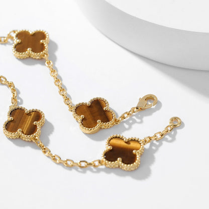 [✨ROSE✨]CLOVER 10 MOTIFS TIGER EYE NECKLACE