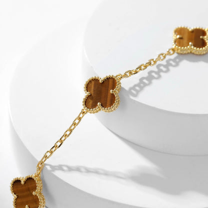 [✨ROSE✨]CLOVER 10 MOTIFS TIGER EYE NECKLACE