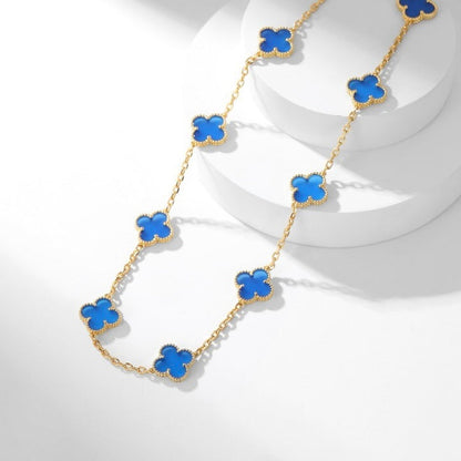 [✨ROSE✨]CLOVER 10 MOTIFS BLUE AGATE NECKLACE