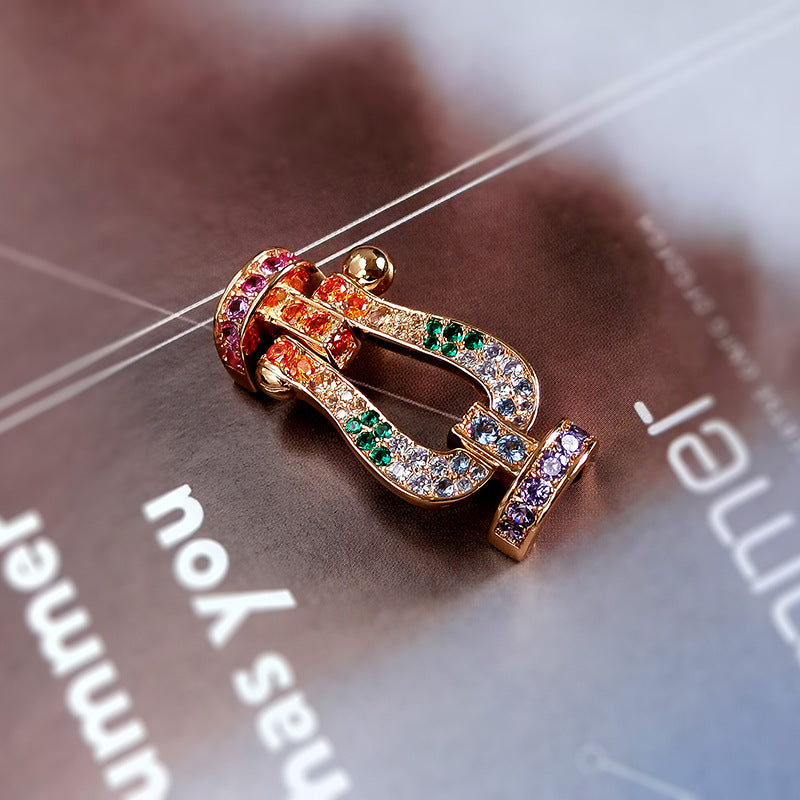 [✨ROSE✨]FORCE LARGE HORSESHOE  COLORED DIAMOND BRACELET ROSE GOLD