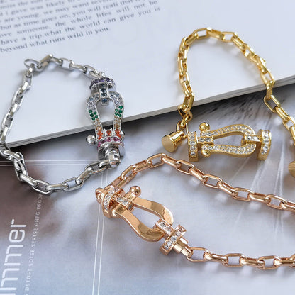 [✨ROSE✨]FORCE LARGE HORSESHOE CLASP  METAL BRACELET