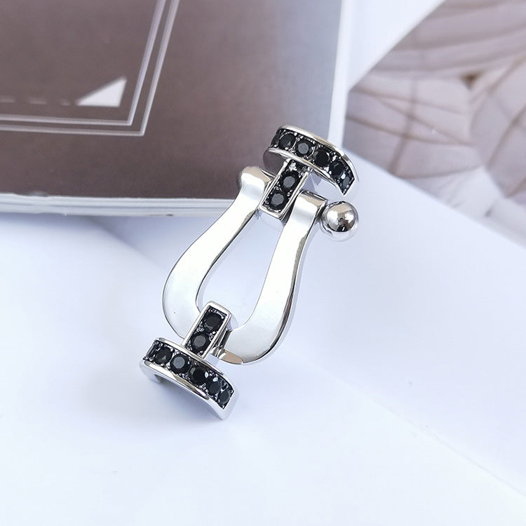 [✨ROSE✨]FORCE LARGE HORSESHOE BLACK DIAMOND BRACELET SILVER