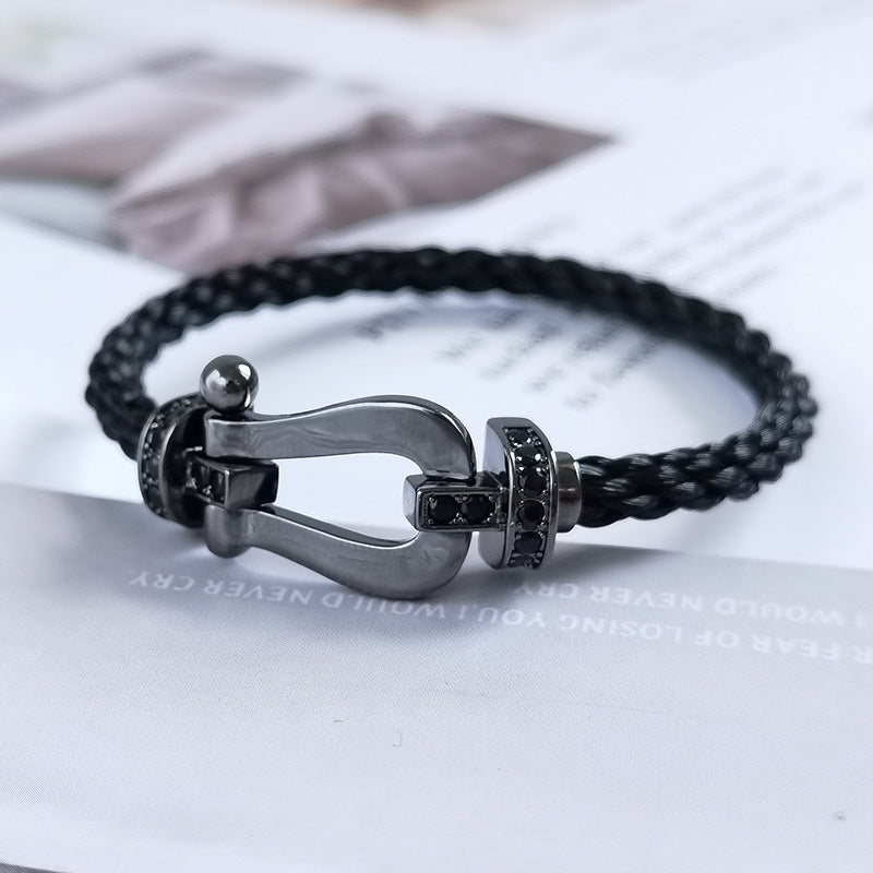 [✨ROSE✨]FORCE LARGE SERIES HORSESHOE BLACK SAMURAI BRACELET