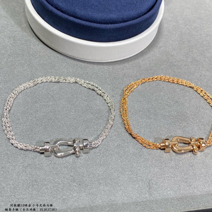 [✨ROSE✨]FORCE SMALL HORSESHOE  DIAMOND CHAIN ROPE BRACELET