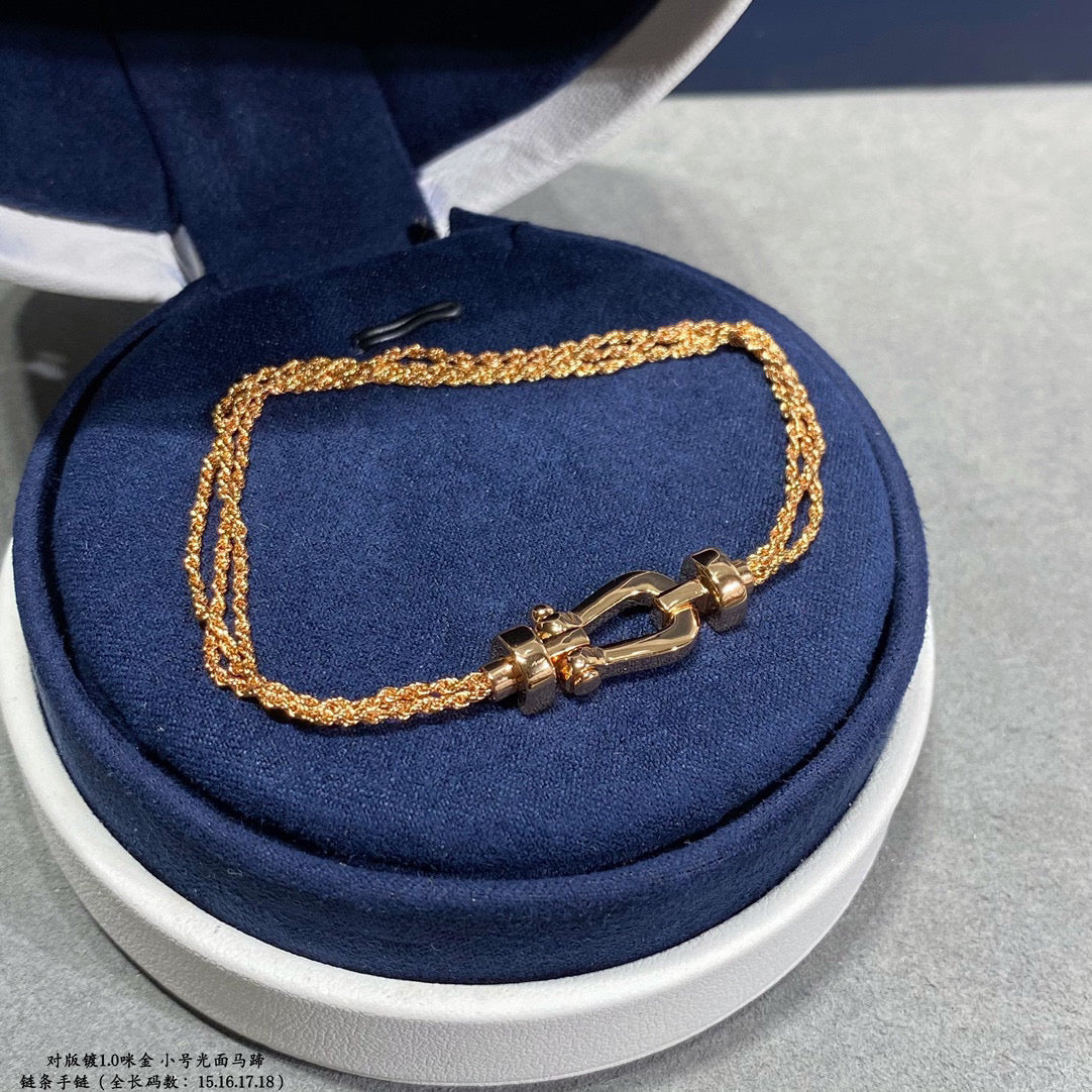 [✨ROSE✨]FORCE SMALL HORSESHOE  DIAMOND CHAIN ROPE BRACELET