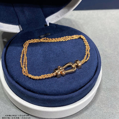 [✨ROSE✨]FORCE SMALL HORSESHOE  DIAMOND CHAIN ROPE BRACELET